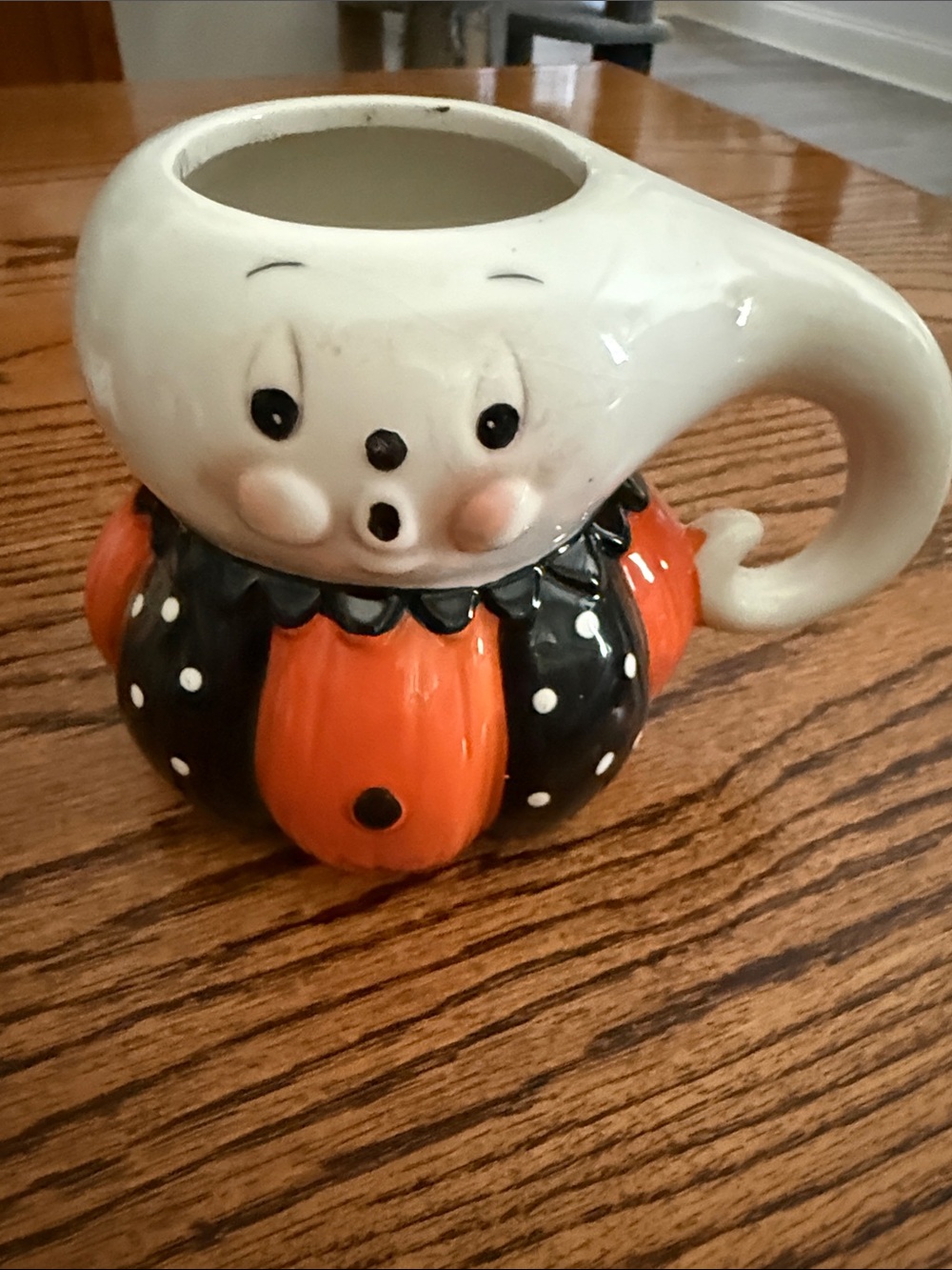 Ceramic Pumpkin Character Planter - Orange and Black